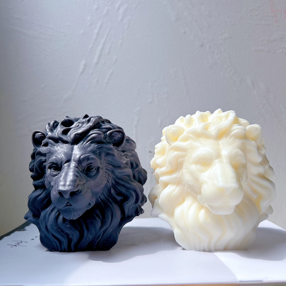 Imagem -02 - Lion Head Candle Moldes para os Amantes Molde de Silicone Estátua Animal Original Cera de Soja Home Decor Gift