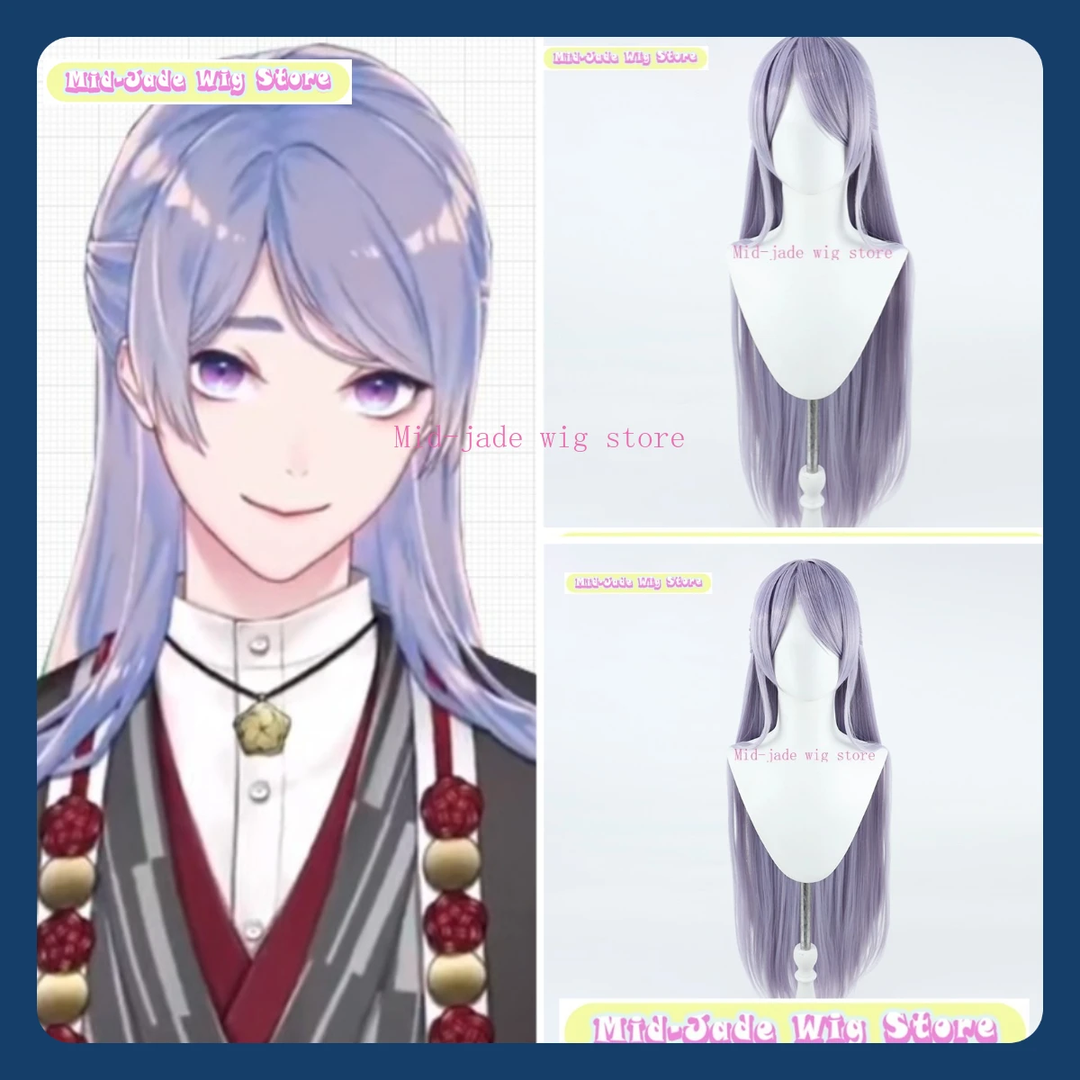 

Mid-jade Wig Store Nijisanji Todoroki Kyoutarou Yukata Ver. Cosplay Wig Anime Game Role-playing Halloween Party Costume Props