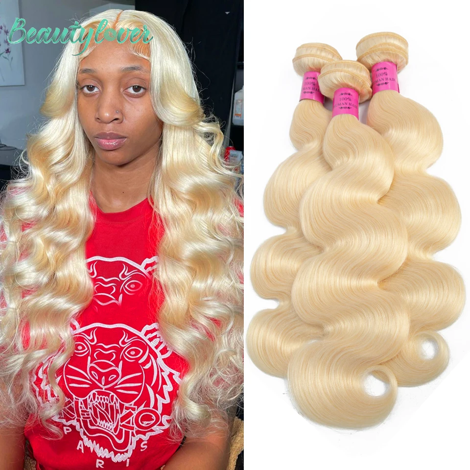 

613 Honey Blonde Body Wave Bundles Human Hair 12-32 Inch Raw Hair Bundles 1/3/4 PCS Peruvian 10A Remy Hair Weaving Can Be Dyed