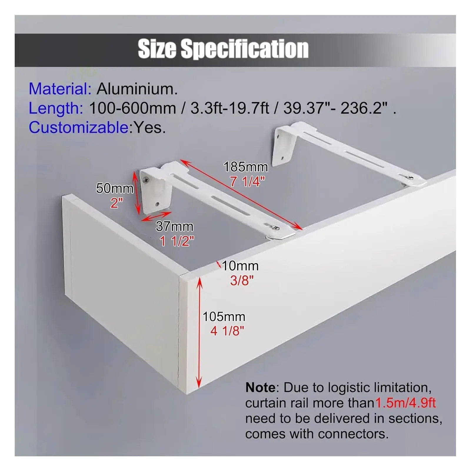 Metal Cornice Boards Wall Mount Curtain Pelmet Box Without Tracks, 3ft 4ft 5ft 6ft 8ft 10ft 16ft Window Cornice Valance