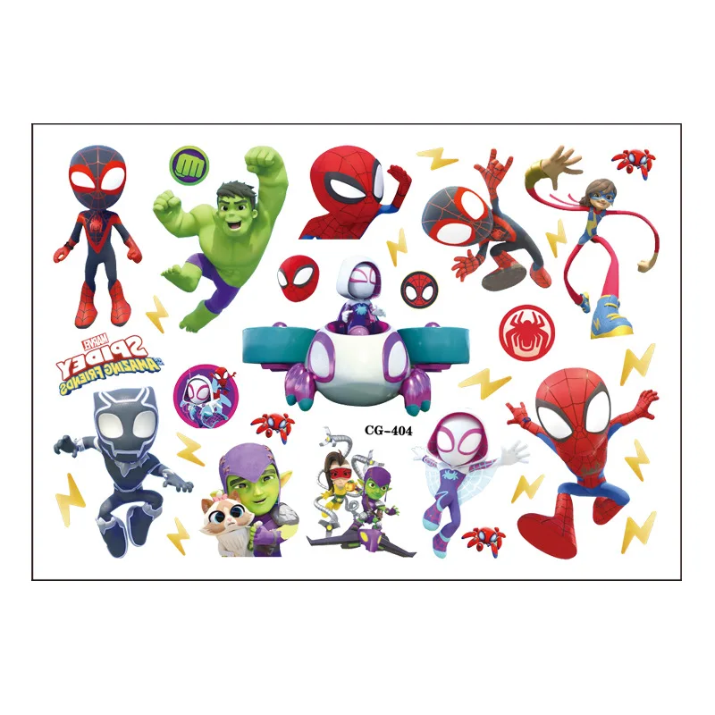 Marvel Spider Man Tattoo Stickers Anime Figures Hawkeye Iron Man Kids Cute Birthday Party Tattoo Stickers Water Transfer Sticker