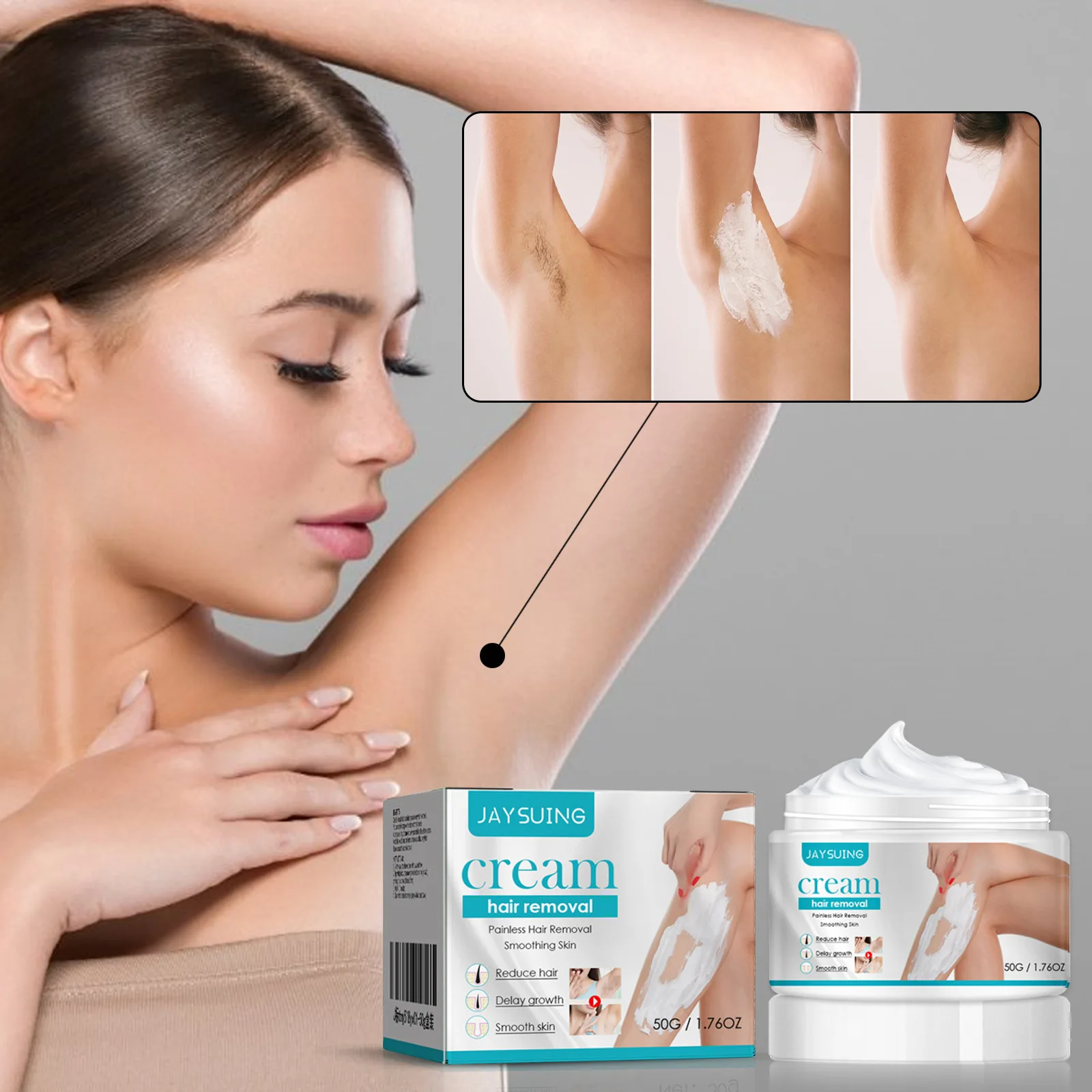 cream hair removal painless hair removal smoothing skin, reduce hair and delay growth and smooth skin, 50g