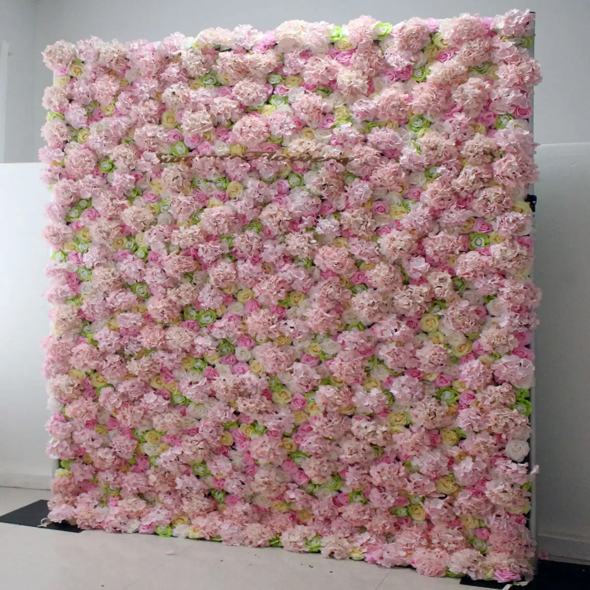 Uflower Royal 3D Green Rose Peony powder Hydrangea artificial plant flower wall Birthday outdoor wedding background decor