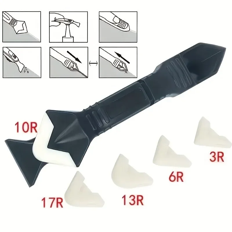 Glass Glue Scraper, Glue Scraper, Multi-function Glue Spreader, Five-in-one Blade Corner Burr Trimming Blade and Seam Tool