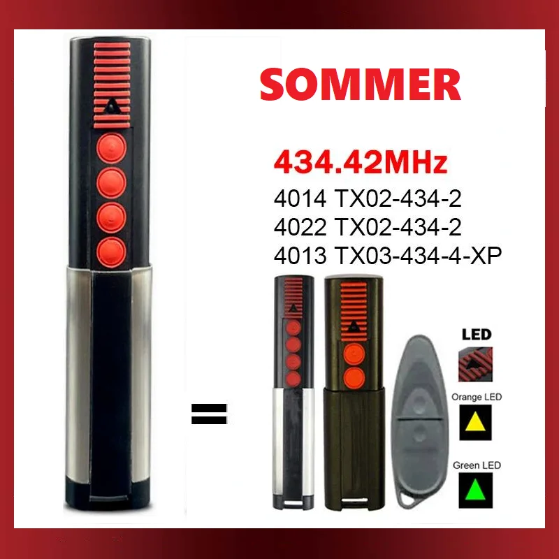 SOMMER 434.42MHz TX03 434 4 XP Remote Control Gate SOMMER 4013 TX03-434-4-XP 4014 TX02-434-2 4022 TX02-434-2 Garage Door Opener