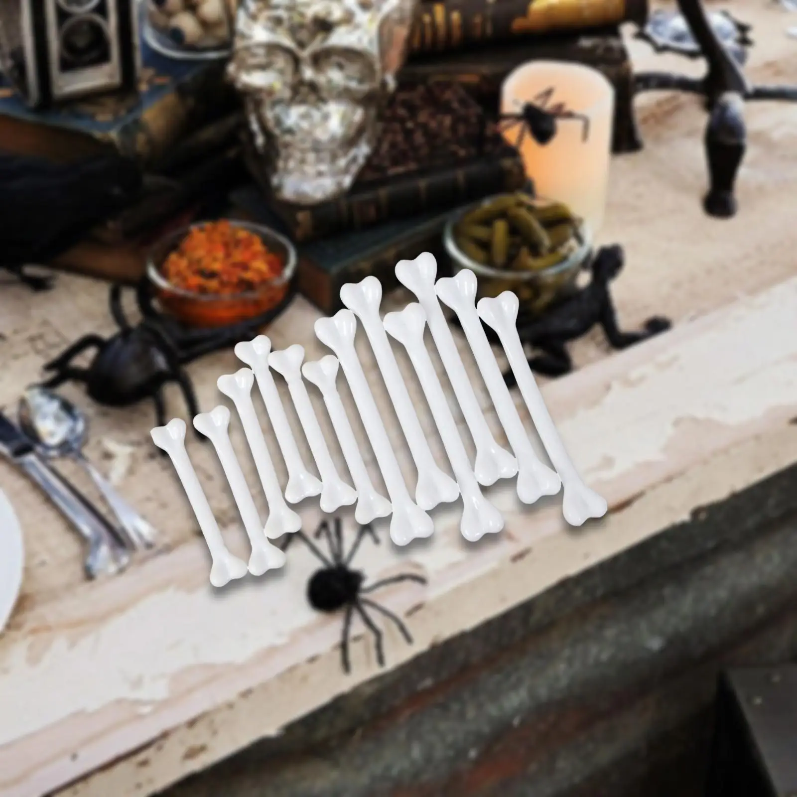

12x Costume Accessories Miniature Bones Models Party Indoor Halloween Bones Props Decorations for Home Birthday Festival Garden
