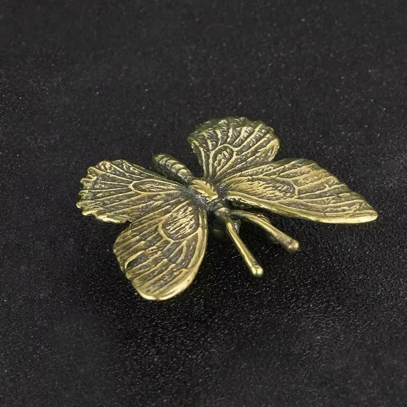 2026 Vintage Brass Butterfly Ornaments Metal Insect Tea Ceremony Tea Pet Crafts Home Decoration Butterfly Statue Ornaments