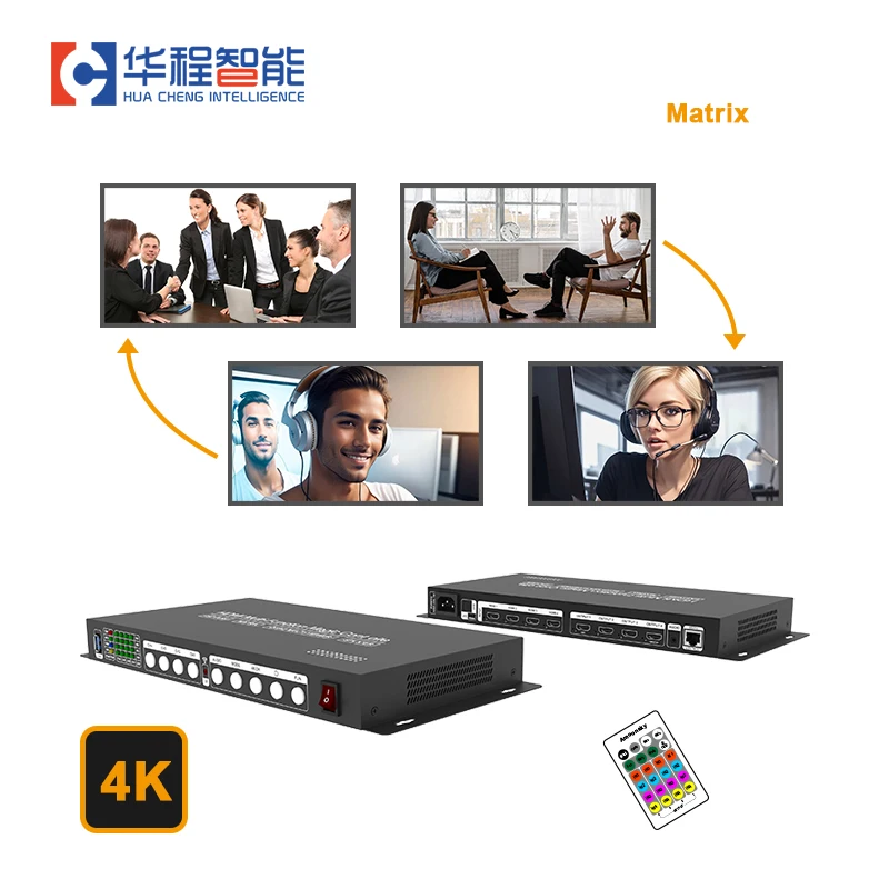 AMS-MTX 4*4 Matrix Schakelaar 4K Multimedia Adverteren Schermen Splitter Muur Display Box Afstandsbediening Ondersteuning Afstandsbediening