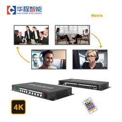 AMS-MTX 4*4 Matrix Switch 4K Multimedia Advertise Screens Splitter Wall Display Box Remote Controller Support Remote Control