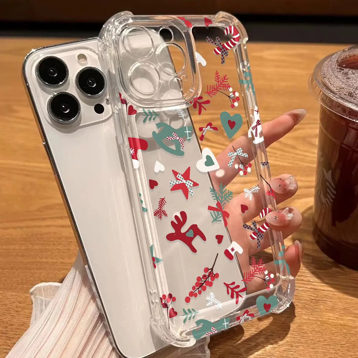 Clear Phone Case For Samsung Galaxy S26 S23 S25 S24 Ultra Plus A57 A56 A55 A17 A27 A36 A37 A07 Soft TPU Christmas Heart Cover