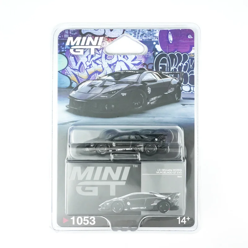 MINI GT 1:64 LB-Silhouette WORKS MURCIELAGO GT Evo Papel Preto/caixa blister Diecast Model Car