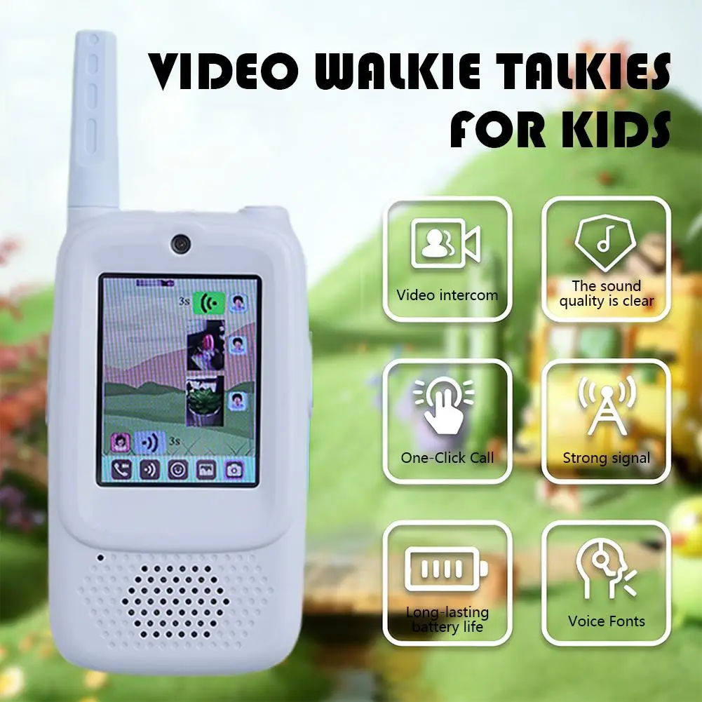 Talkie-walkie vidéo pour enfants, 2 pièces, Rechargeable, écran haute définition de 2 pouces, appel en un clic, interphone de dessin animé, cadeaux pour enfants
