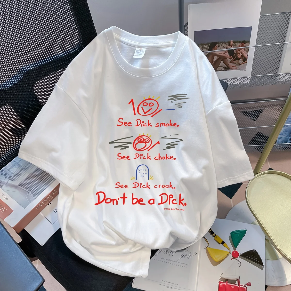 

Loose Fit ex Cotton ort Sve T-irt Brand Tag Removed American Sle Trendy Print Casual Summer Top for Youth