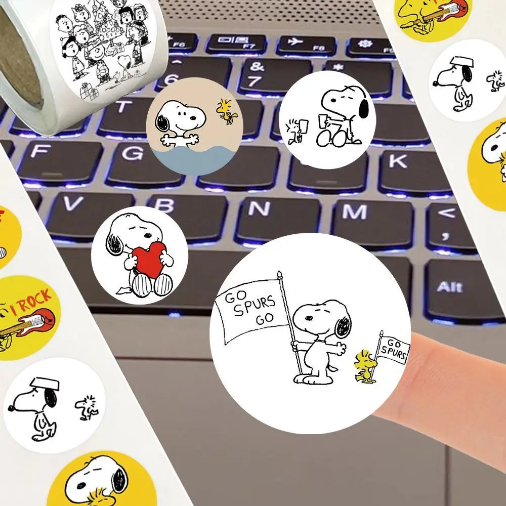 500 Stück Snoopy Cartoon Rollaufkleber, wasserfest, für Graffiti, Scrapbooking, Notizbuch, Handy, niedliche Dekoration, Aufkleber, Spielzeug – Detail 6