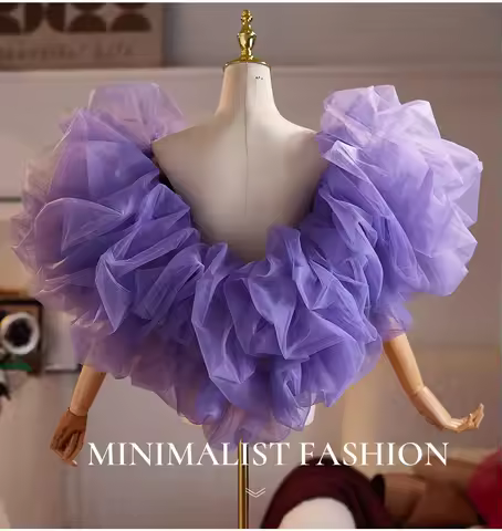 New purple ruffle prom evening dress Shawl wrap Hand Sleeves Performance wrap cosplay Diy accessories