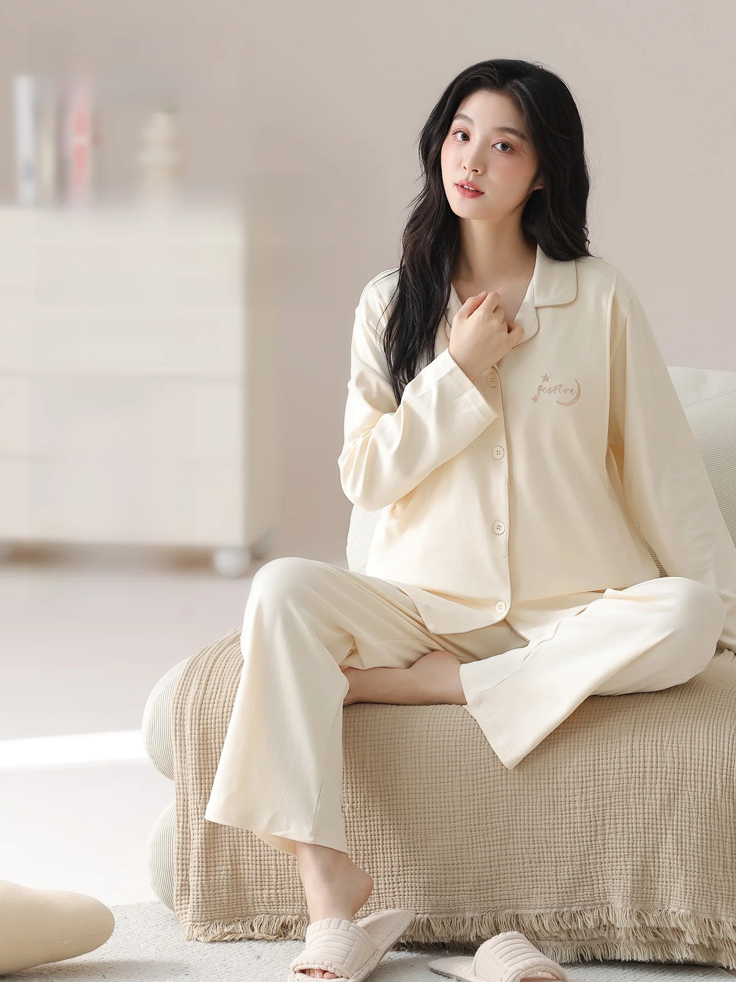 pure-cotton-sleepwear-maternity-nursing-nightgown-with-chest-pad-spring-summer-style-postpartum-comfortable-home-clothes