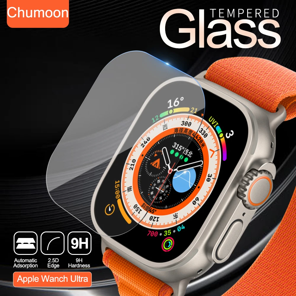 Tempered Glass for Apple Watch Ultra 49mm Clear Screen Protector Anti-Scratch for Apple Watch 8 Pro 49mm Smartwatch