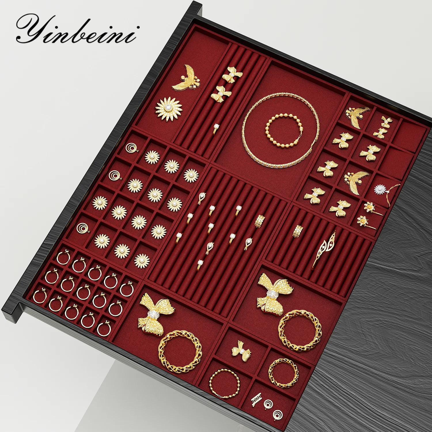 

Yinbeini Jewelry Display Tray Linen Storage Organizer Rings Necklace Bracelet Showcase Plate Holder P098