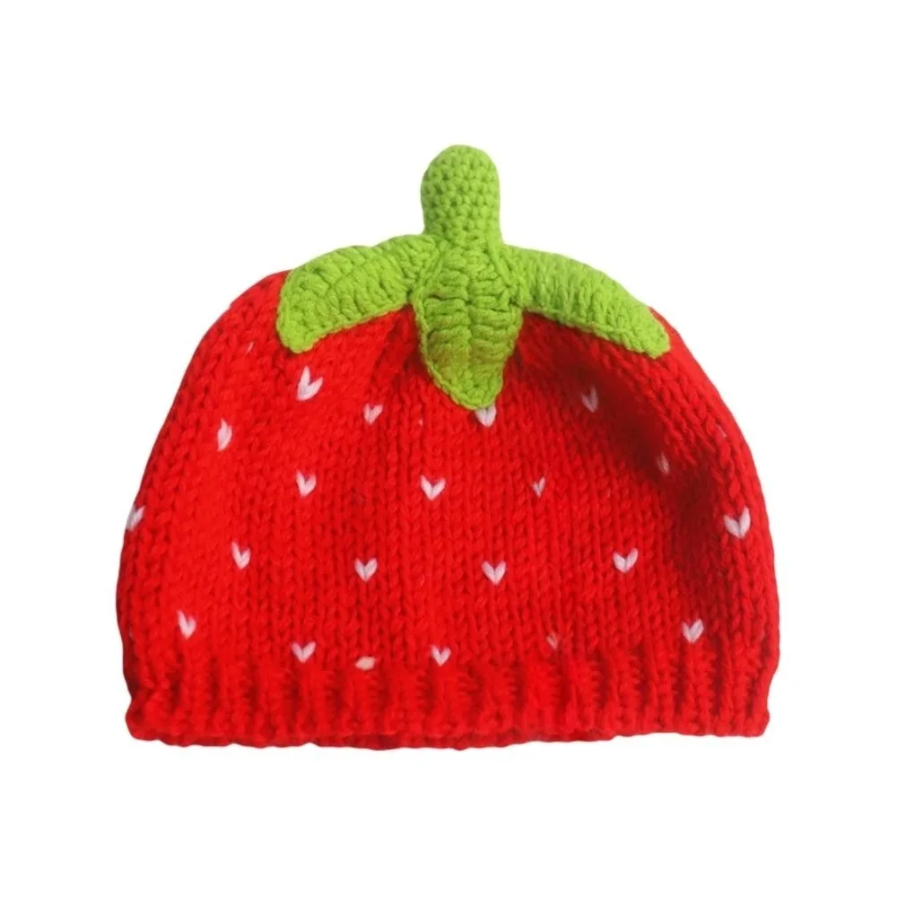 

Lemon Creative Knitted Fruit Hat Warm Thick Strawberry Pullover Cap Handmade Playful Pineapple Beanie Outdoor
