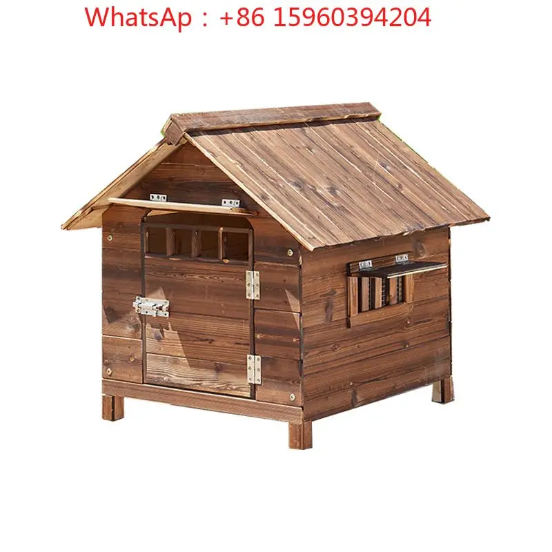 Outdoor Dog House Outdoor Indoor Rainproof Sunscreen Solid Wood Pet Nest Cat House Kennel Pet Supplies