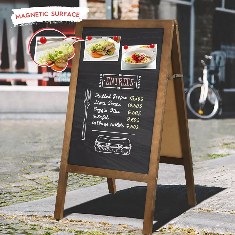 

customized.A-Frame Chalkboard Sign Double-Sided Freestanding Chalkboard Easel, Sturdy Wooden Sidewalk Sign, Sandwich Board