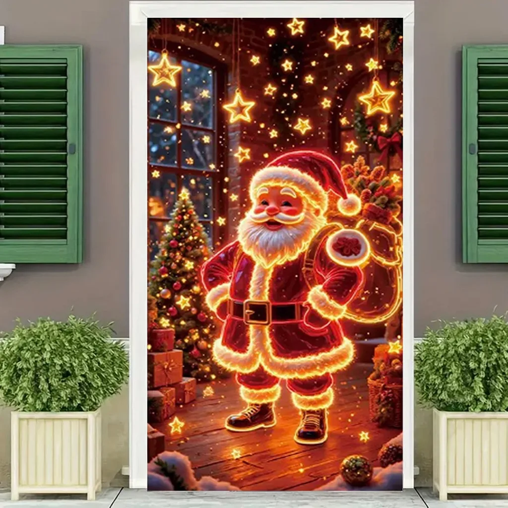 Decorative Hanging Banner Clear Christmas Wall Hanging Polyester Wall Hanging Banner  For Photography Background Store