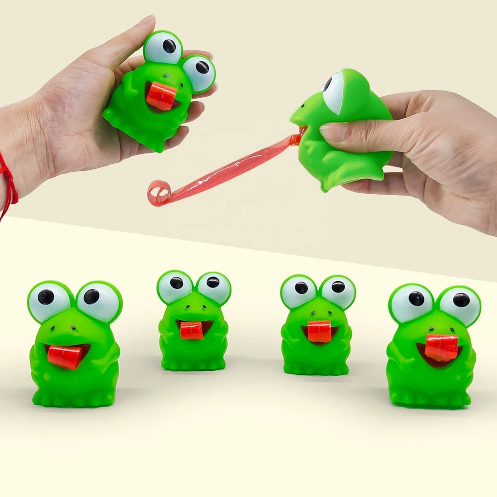 BESTWISH – jouets à pincer la langue collante de grenouille, jouets sensoriels amusants anti-Stress, cadeaux de fête scolaire pour garçons et filles, jouets grenouille