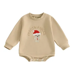 Baby Christmas Sweatshirt Romper Snowman Letter Embroidered Long Sleeve Jumpsuits Newborn Xmas Clothes