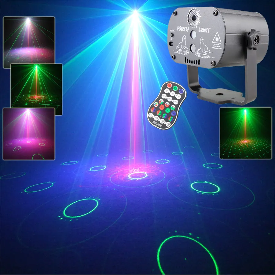 

RGB LED Disco DJ Party Light RG Laser Projector 60 Patterns Home Dance Christmas Birthday Decorate Stage Lighting Effect Lamp F7