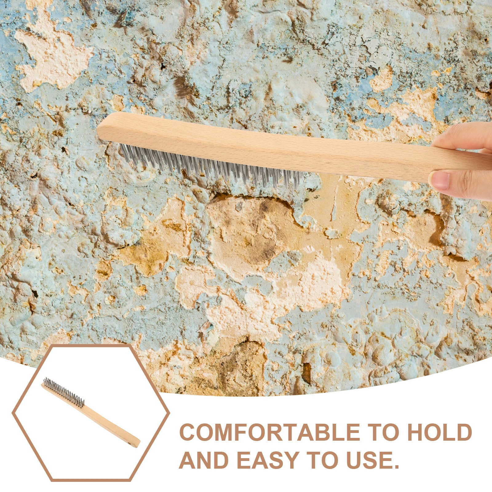 

Stainless Steel 14 Inch Wooden H Rust Removal Cleaning Tool Wire Scrub Brush Paint Remover Engine H Metal Brush