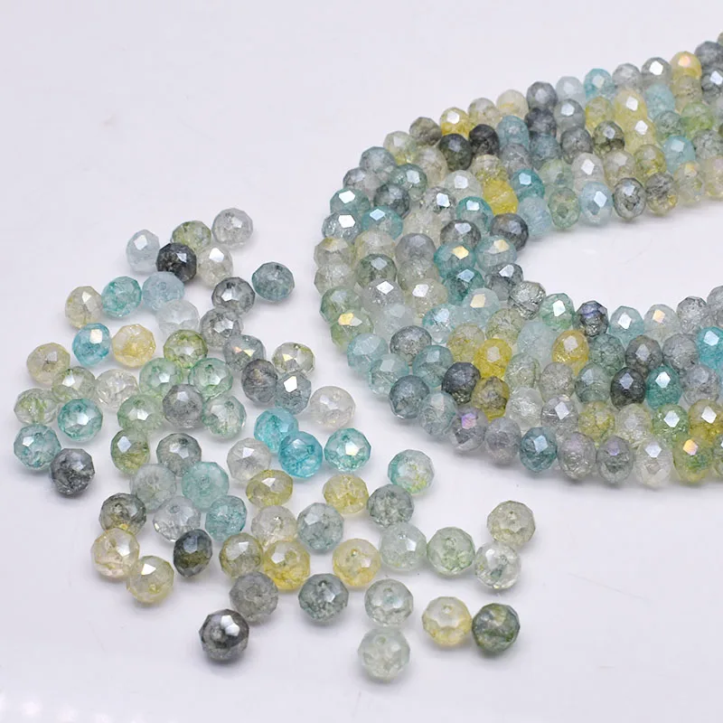 

Crack Bead 8mm 50pcs/lot Rondelle Crystal Glass Beads Faceted Loose Spacer Glass Beads for Jewelry Making DIY Bracelet