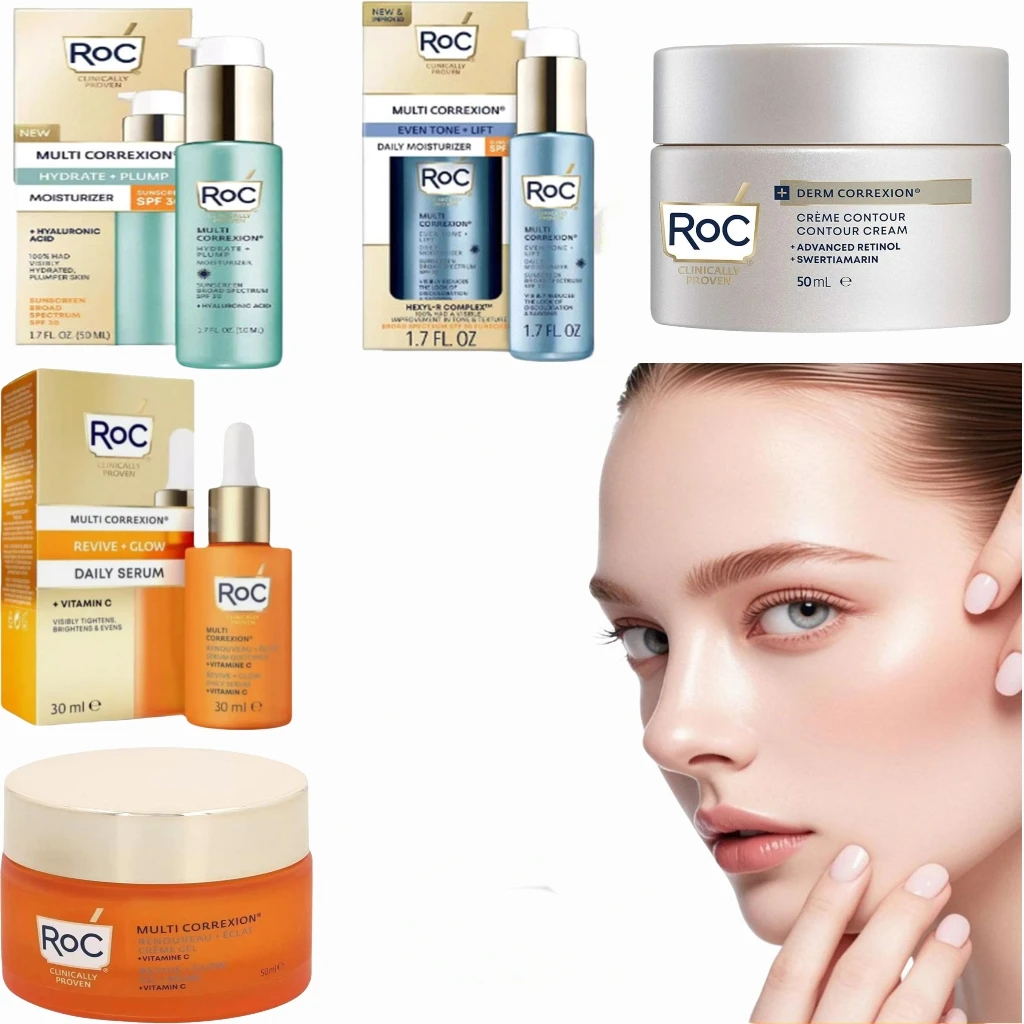 ROC vitamine A + C Essence/crème ensemble Anti-âge éclaircir le teint estompe les rides Gel léger hydratant en profondeur soin de la peau