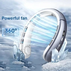 Electric Fan USB Hanging Neck Fan Portable Bladeless Mini Rechargeable Mute LED Digital Display Electric Fans Air Cooler New