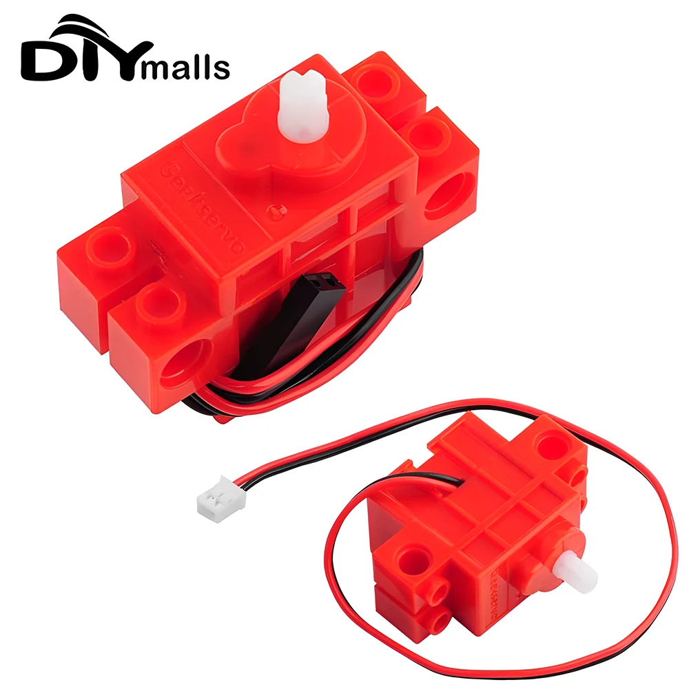 360 degree Red Geek Servo Gear Motor with Wire 3V for Legoeds for Micro:bit Smart Car Motor Mode 2P JST-PH2.0 Connector