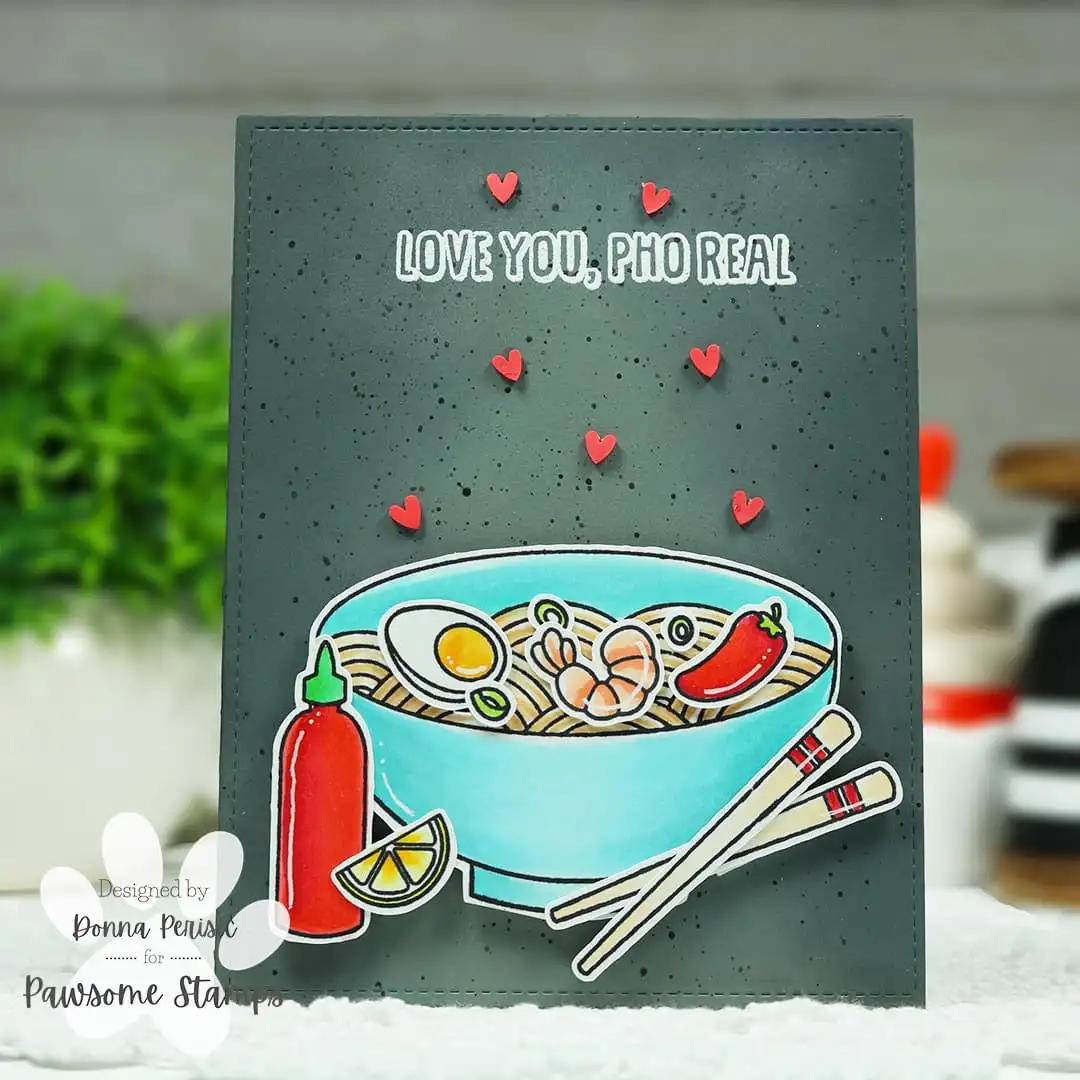 New 2023 Pho Real Food Noodle Clear Stamps Set Scrapbooking for Paper Making Metal Cutting Dies Frames Card Craft