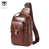 Bullcaptain Genuine Leather Men Chest Pack Causal Sport Messenger Shoulder Bags For Male Clutch Sling Crossbody Handbags JYB150