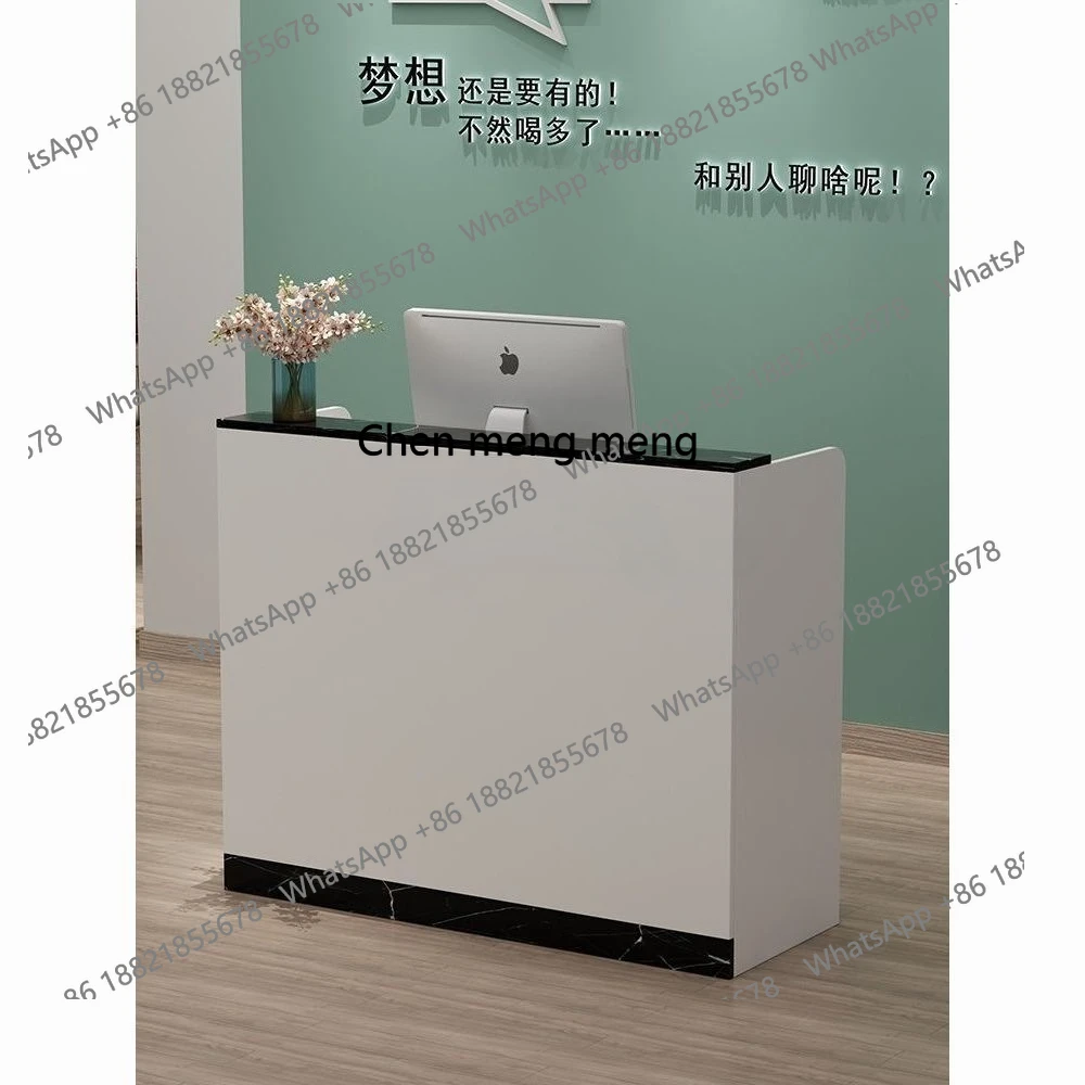 X مكتب الاستقبال، صفحة الخروج لصالون التجميل، متجر طلاء صغير، طاولة حديثة وبسيطة