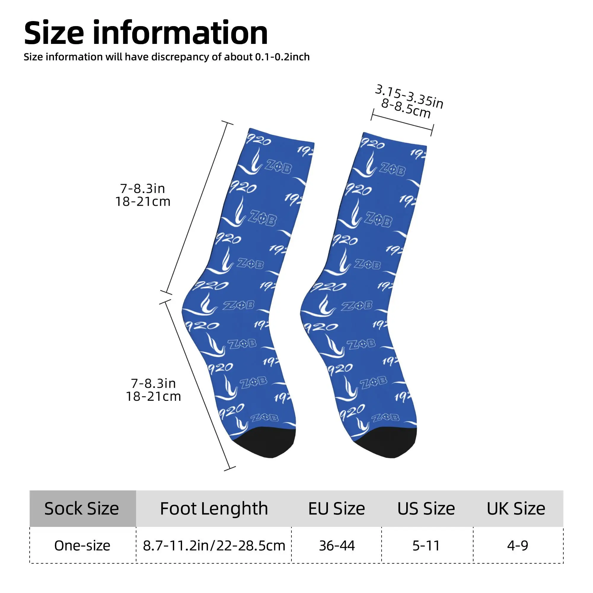 Custom Novelty Men's Zeta Phi Beta 1920 Dress Socks Unisex Comfortable Warm 3D Print  Crew Socks