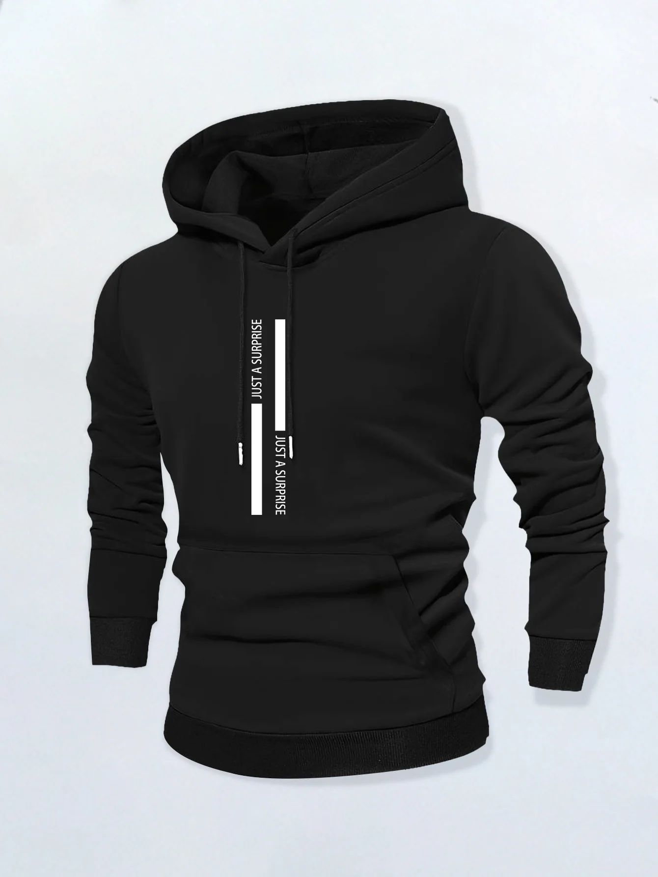 Minimalist Line Letter Printed Fleece Hoodies Mens Warm Winter Athletic Sportswear Sweatshirt Casual Workout Pullover Top