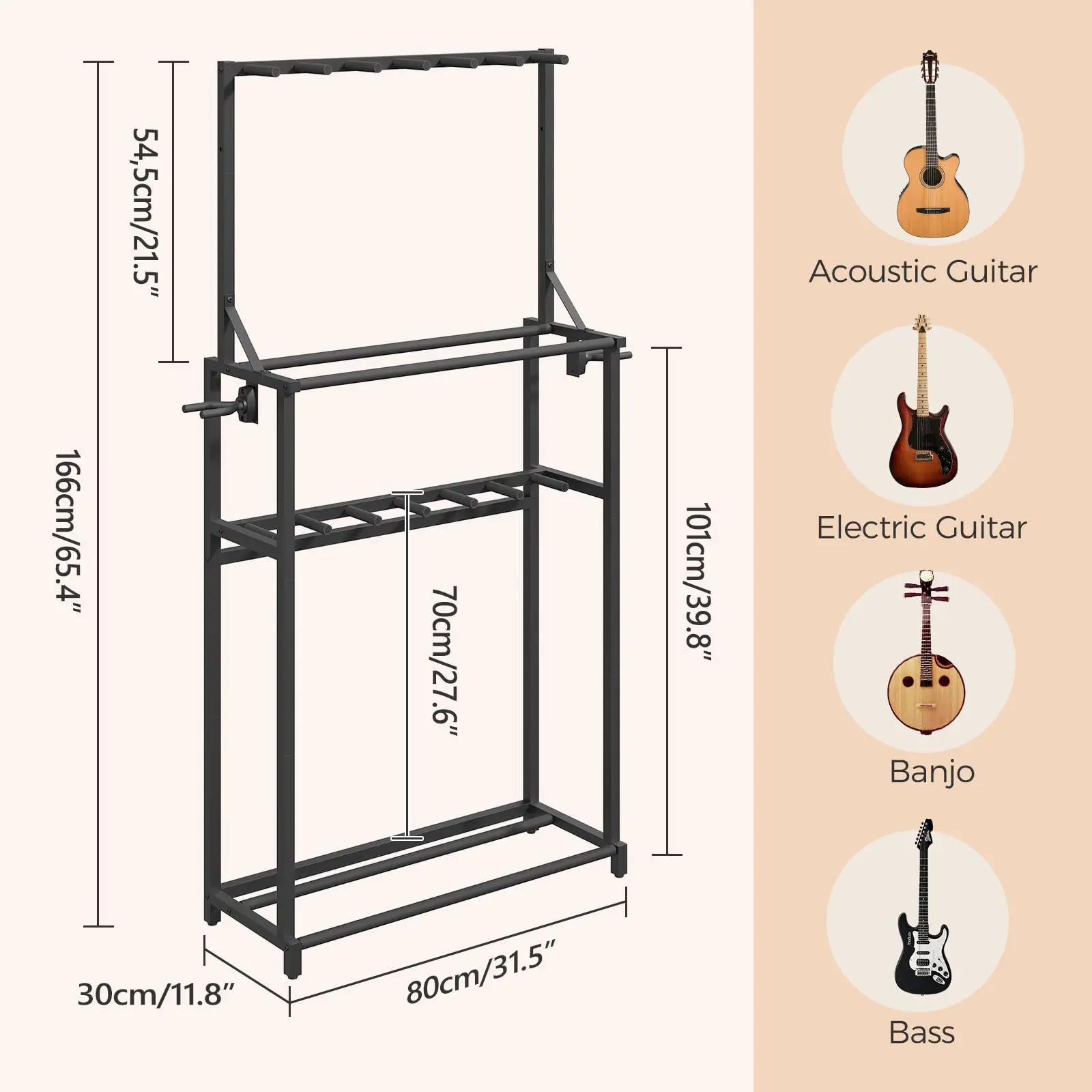 #Cross-border for Metal Large-Capacity Double-Tier Multifunctional Storage Rack Guitar Stand for Electric/Acoustic Guitars