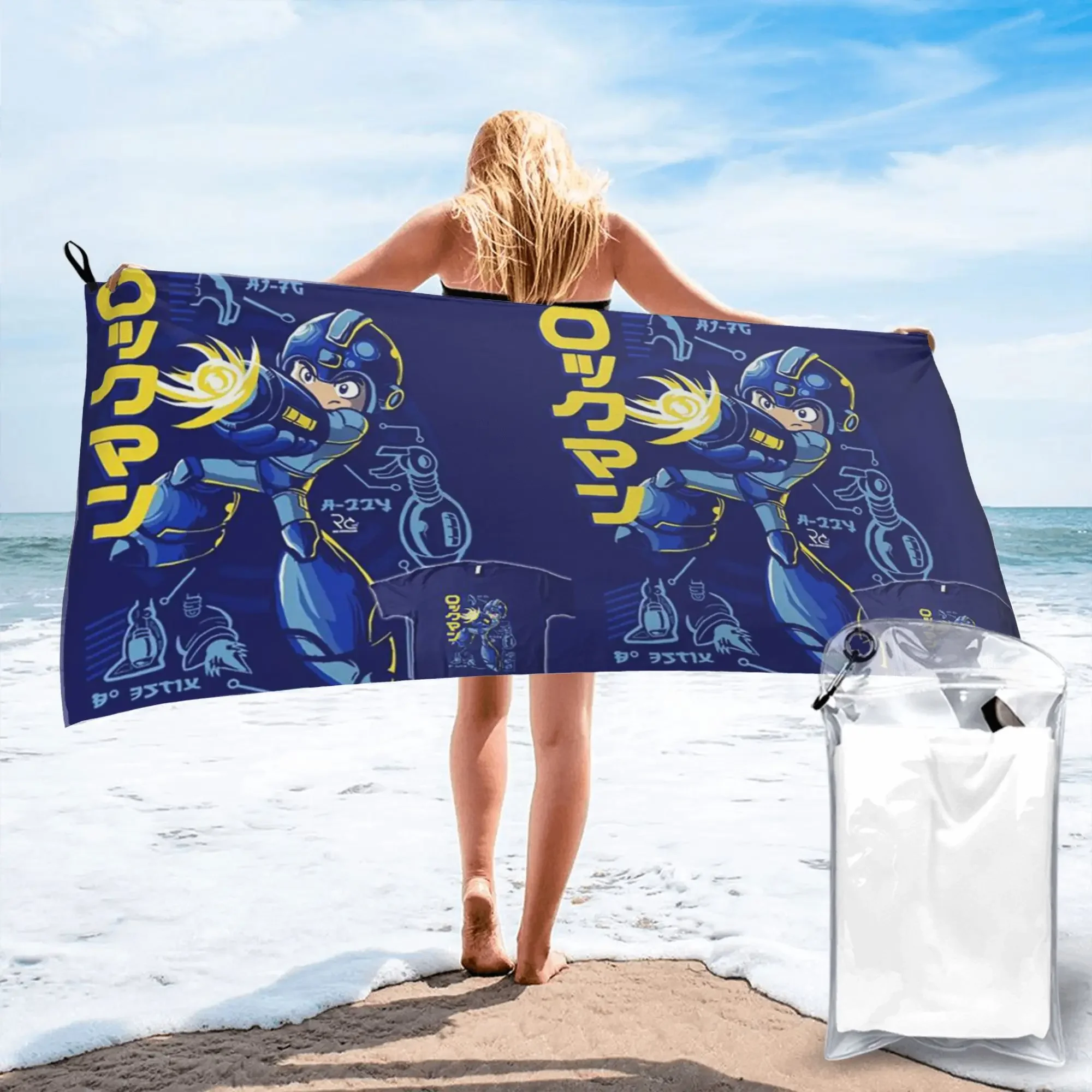 

Megaman Video Game Mega Man Beach Towel Soft Microfiber Quick Dry Absorbent Quick Towels For Swimming