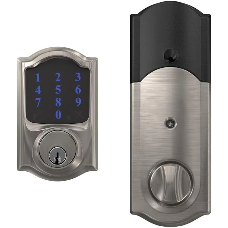 CAM 619 Connect Smart Deadbolt with alarm with Camelot Trim in Satin Nickel, Z-Wave Plus enabled