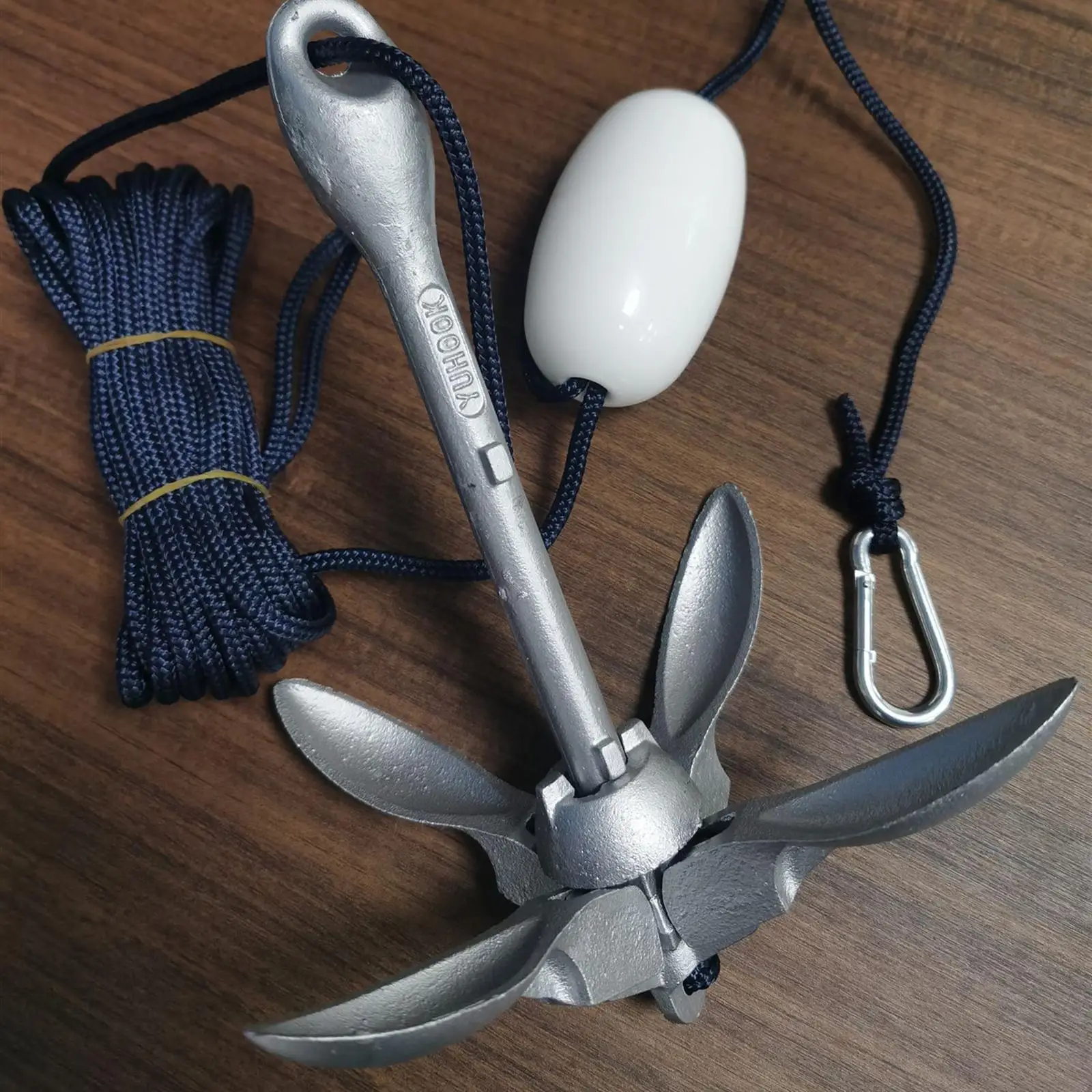 1.5kg Kayak Anchor Folding Grapnel Anchor Kit for Fresh and Water Premium 40ft Marine Grade Rope Foldable Claw Accessory