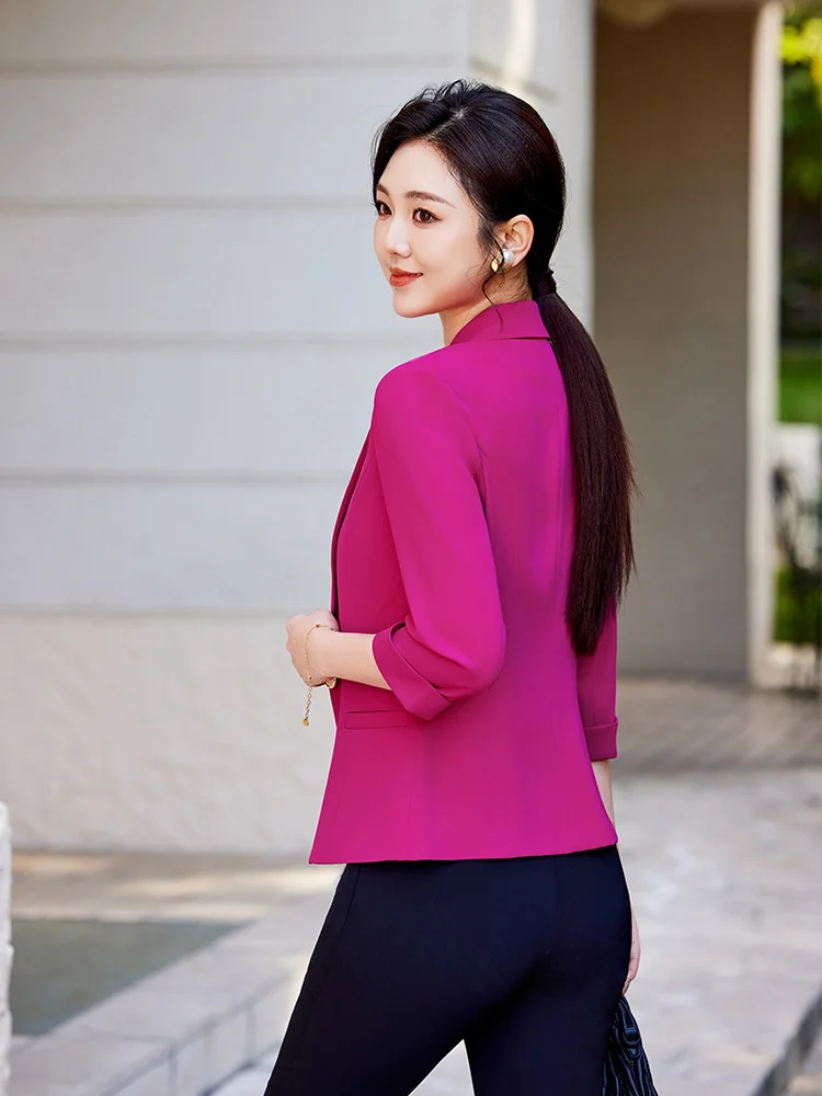 캐주얼 슬림핏 여성용 자켓 경량 티셔츠 쿼터 슬리브 봄 여름 다용도 패셔너블 스몰 웨스턴 슬...