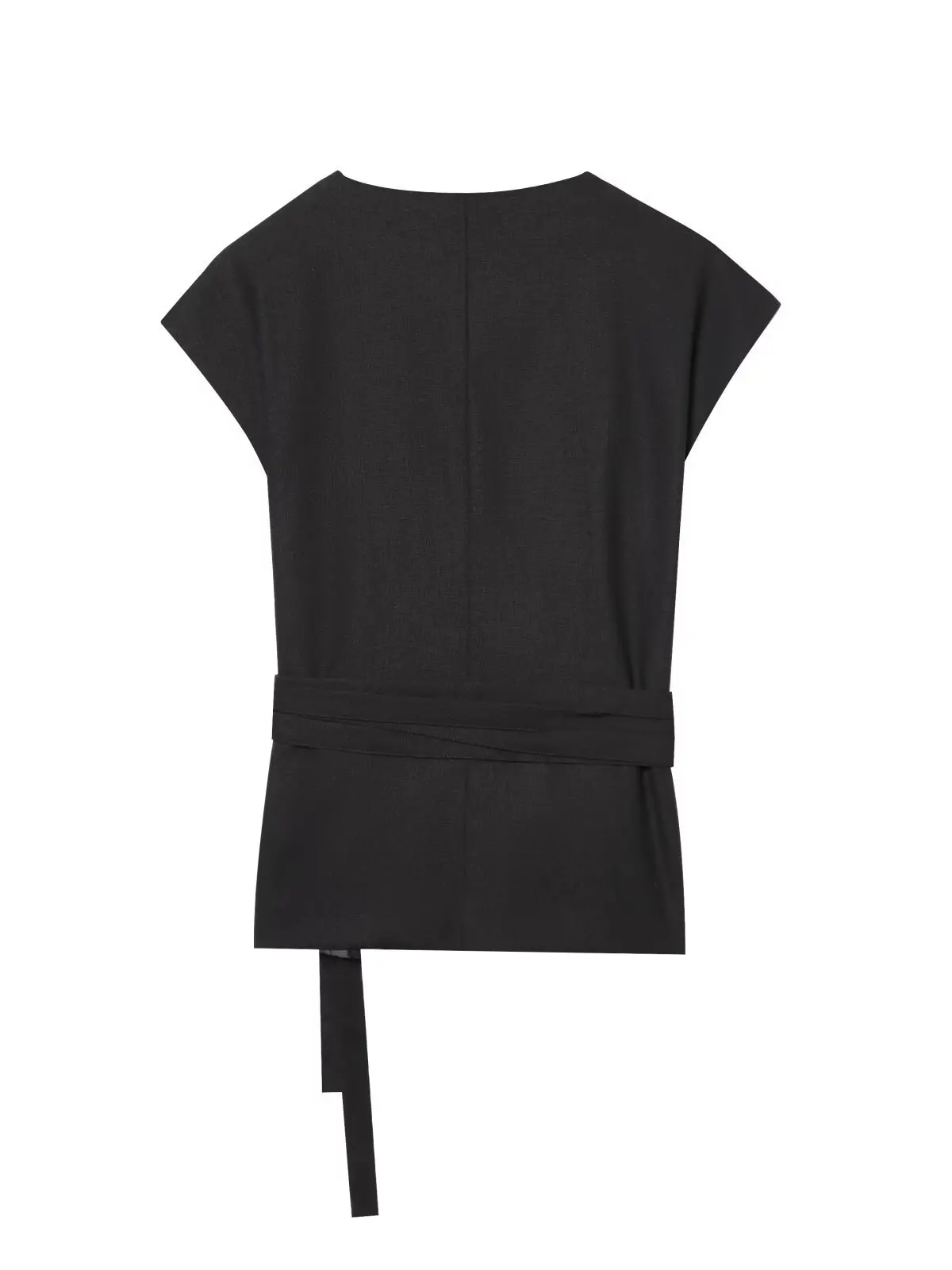 American Style Large Collar Bow Tie Waist Cinched Mixed Linen Suit Vest Women's High-End Sleeveless Trendy Tank Top