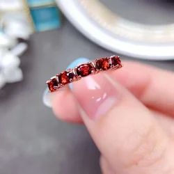Gemstone Silver Ring for Daily Wear 5 Pieces 3mmx4mm VVS Grade Natural Garnet Ring 100% Real 925 Silver Garnet Jewelry