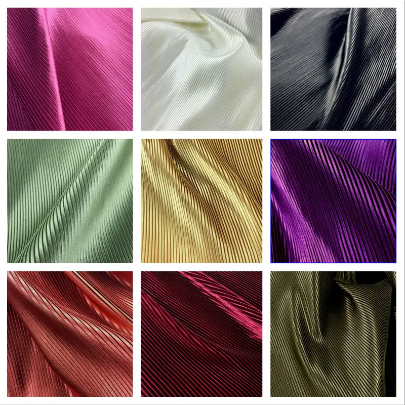 Organ Pleated Fabric Per Meter for Needlework Clothes Skirt Costume Dress Diy Sewing Designer Cloth Soft Comfortable Plain Black