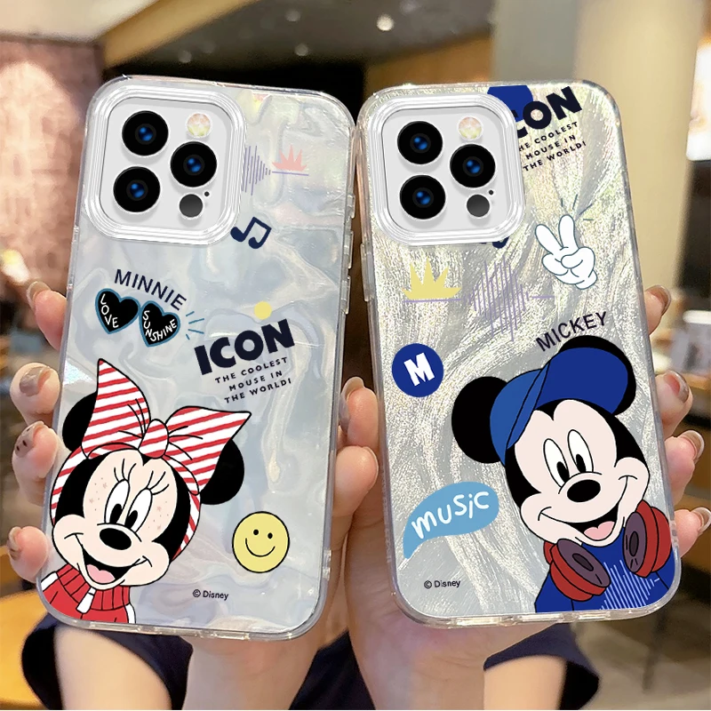 

Cute Disney Mickey Minnie Mouse Couple Gradient For iPhone 16 Pro Max Case 15 14 13 12 11 8 7 Pro Max Plus XS XR Dustproof Cover