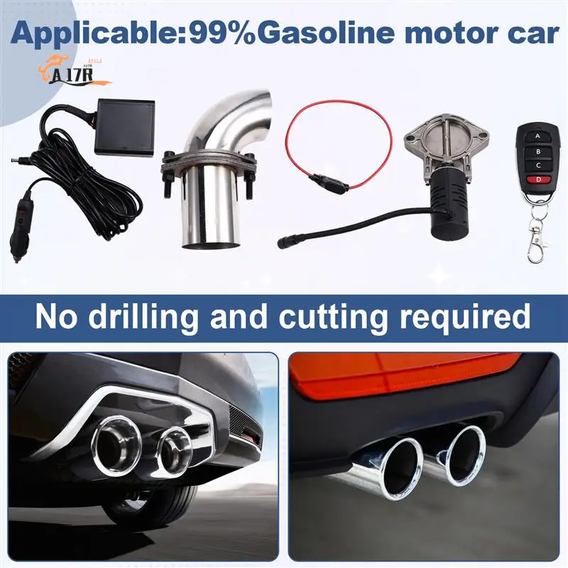 

A17R-Exhaust Valve Muffler Cutout Kit Electric Exhaust Cutout Pipe Valve Set Wireless Remote Control Valve System