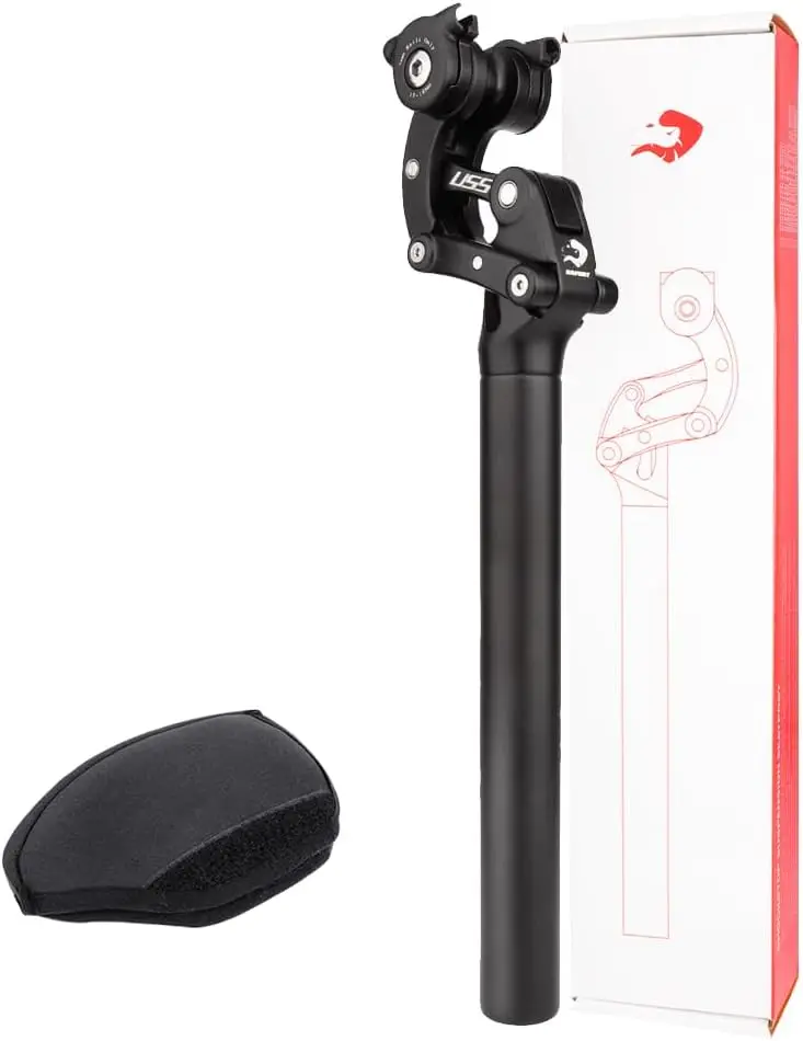 Bike Suspension Seatpost，Safort Suspension Seat post 4-Links Structure with Hard/Soft Micro Adjustment for Road, Gravel, MTB & Electric Bikes（27.2/28.6/30.0/30.4/30.9/31.6/33.9mm）
